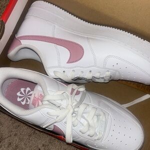 Nike White and Pink Air Force 1